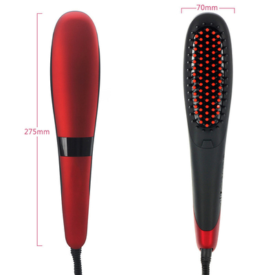 Electric Hair Styling Comb Red Easy To Use Ceramic Plate Fast Heating